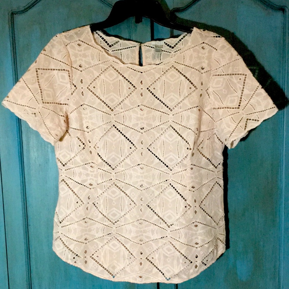 J. Crew Pink Eyelet Tee Medium